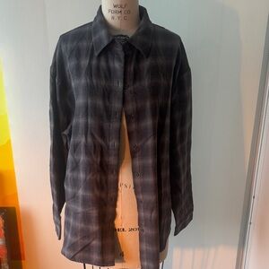 OAK + FORT Charcoal Plaid Button Down Shirt